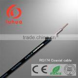 Low db Loss RG174 Coaxial Cable 75ohm With 7*0.16BC/1.5PE/2.8PVC Insulated in Telecomunication (CE RoHS ISO9001) Hangzhou thumbnail-1
