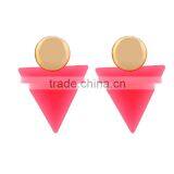 Enamel Triangle Shape With Circle Alloy Metal Earring Covering The Ear