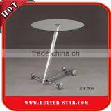 Stylish Round Tempered Glass Stainless Steel Tea Table thumbnail-5