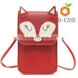Universal Multipurpose Cute 3D Khaki Fox Design Synthetic Leather Wallet Crossbody Cell Phone Bag Mini Pouch for IPhone 6/6S
