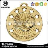 Personalized Custom Hollow Out Casting Embossed Iron Zinc Alloy Antique Gold Brass Plated Football WW2 Sport Medal With Ribbon thumbnail-2