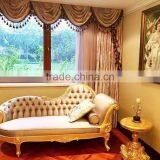 European Palace Royal Chair, Luxury Design Comfortable Gold Trim With Flower Carved Chaise Lounge thumbnail-3