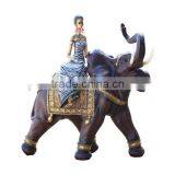 New Polyrsesin Resin Fabric African Lady on Elephant Gifts thumbnail-2
