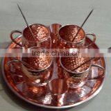 FDA APPROVED 100% PURE COPPER MOSCOW MULE MUG CUPS SET WITH SOLID COPPER SERVING TRAY, SHOT GLASS & STRAWS thumbnail-2