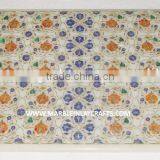 Handmade Beautiful White Marble Inlay Table Top thumbnail-1
