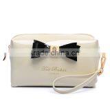 Colorful Ladies pu Cosmetic Bags Big Canvas Comestic Pouch With Bow and Metal Logo thumbnail-4
