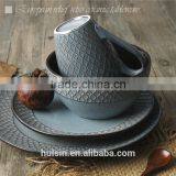 Embossing Vintage Style Porcerlain 16 Piece Ceramic Stoneware Dinner Set thumbnail-1