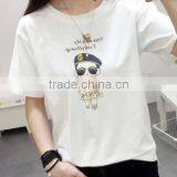 2016 New Fashion Style Summer Girl Student Popular Korean Star Commics Potrait Print Short Sleeve T- Shirt thumbnail-3