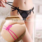 Stock Fashion Cute Lace Hollow Out Bowknot Bandage Cool Underwear Women Transparent Sey Panties Briefs Thongs G-string Lingerie thumbnail-1