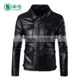 Popular Design Multi Pockets Windproof Western Black Vintage Leather Jacket for Men thumbnail-1