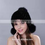 2015 Winter Natural Mink Fur Caps Genuine Mink Fur Knitted Hat Fashion Women Headwear thumbnail-5