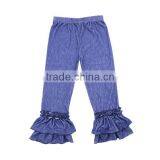 Latest Kaiyo Design Baby Girls Denim Icing Double Ruffle Pants Wholesale Girls Exquisite Pants thumbnail-3