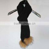 Myfur Wholesale Fashion Long Scarf Lady Stretch Knit Scarf With Fur Balls Popular Style thumbnail-1
