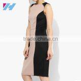 New Ladies Picture Fashion Contrast Color Short Pencil Dresses 2017 Design thumbnail-2
