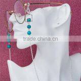 Eyeglasses Chain Holder Antique Silver Blue Square Round Imitation Turquoise thumbnail-1