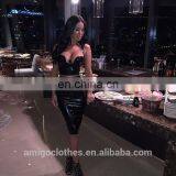 Amigo 2017 New Design Black Strap Sexy Leather Crop Top for Big Boobs Women thumbnail-3