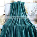 Custom 100% Polyester Flannel Spring/Autumn Brushed Cozy Fleece Throw Blanket With Tassels thumbnail-5