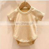 Wholesale Infants & Toddler Solid Color Clothes Baby Spring Autumn Short Sleeve Rib Cotton Romper thumbnail-4