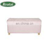 Reatai Modern Pink Velvet Leather Long Narrow Wood Bench for Bedroom thumbnail-2