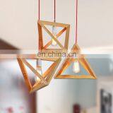 Triangle Wooden Frame Chandelier Lighting Wood Hanging Lamp for Home Decor thumbnail-4