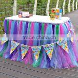 Hot Sale New Customized Tutu Tableware Tulle Table Skirt Party Wedding Decorations Best Price Gift SD103 thumbnail-5