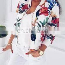 Spring and Autumn Women's New Fashion Slim Floral Zipper Baseball Jacket thumbnail-3