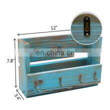 Рустикальный подвесной полку-организатор для ключей с 4 крюками для прихожей