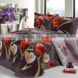 3 Pcs Gorgeous Sanded Quilt Bed Set Flower Design In Grey White Red Color