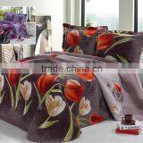 3 Pcs Gorgeous Sanded Quilt Bed Set Flower Design In Grey White Red Color thumbnail-1