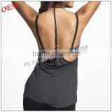 Wholesale Womens Top Quality Cotton Adjustable T-back Strap Gym Tank Top thumbnail-3