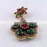 White CZ Green Onyx Red Onyx Pendant, Silver Jewellery India, 925 Silver Jewellery thumbnail-2