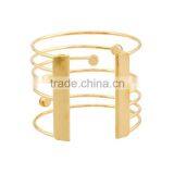 Europe Wire Shape Diamond Gold Plated Cuff Bracelet thumbnail-4