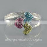 Hot Women Silver Tone 2 Heart Crystal Cuff Bracelet Bangle Fashion Jewelry Gift thumbnail-2