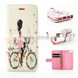 Stand Leather Case for Iphone 7 With Wallet Happiness Girl Design thumbnail-2