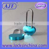 AJF New Arrival Only Manufacturer Long Hook Aluminium Different Color Double Heart Padlock thumbnail-4