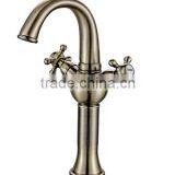 Double Handle Basin Faucet Tap Antique Bronze Finish thumbnail-5