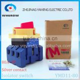 Isolator switch YMD11-80A load break switch universal power cut off switch on-off 80A 3P changeover cam switch 6 sliver contacts