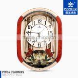 Plastic Case Digital Clock For Home Decoration With Tulip And Crystal Butterfly Ornaments Using 18 Music Sweep Quartz Movement