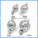 Hot 8mm 10mm 12mm 14mm Heart Shape Hollow Ball 925 Sterling Silver Box Clasps Connectors For Pearl Jewelry Making SC-BC201