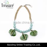 Fashion jewelry Wholesale hot selling latest design blue beads artificial acrylic flower necklace