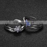 White Copper Jewelry Ring Blue Gemstone Setting Open Fashion Ring for Women thumbnail-2