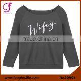 FUNG Item 300601 Women off Shoulder Long Sleeve Wifey Sweater shirt