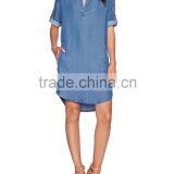 Half Sleeve Denim Summer Shirt Dress for Girls SYA15114 thumbnail-5