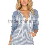 2015 Ladies Plain Stripe Hoodie Top With Drawstring Tie and Kangaroo Punch Pocket thumbnail-4