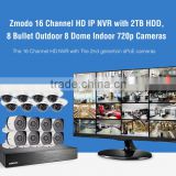 Zmodo 16 Channel HD IP NVR with 2TB HDD, 8 Bullet Outdoor 8 Dome Indoor 720p Cameras