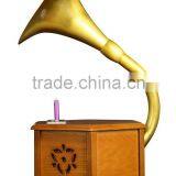 Rain Lane Decoration Gift USB SD Bluetooth Speakers Retro Gramophone With Horn thumbnail-5