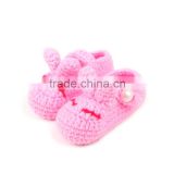 Fashion pink rabbit baby shoe wholesale knitted shoe for baby