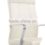 Simple Design High Back White Leather Office Chair Chrome Arms White Leather thumbnail-3