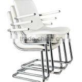 Metal Base With White Leather Stacking Chairs Upholstered AH-55 thumbnail-1