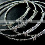 65mm Diameter Brass Silver Plated Faceted Simple Adjustable Wiring Bracelet for Beading 1900075 thumbnail-2